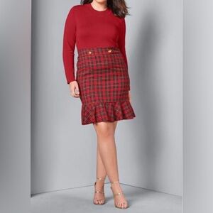 NWT VENUS Plus Size Plaid Detail Sweater Dress
